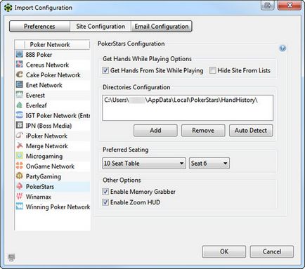 Konfigurálása PokerTracker 4 PokerStars