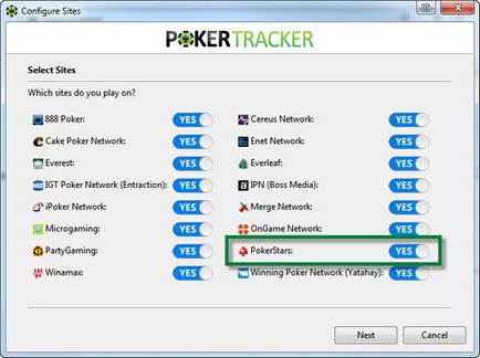 Konfigurálása PokerTracker 4 PokerStars