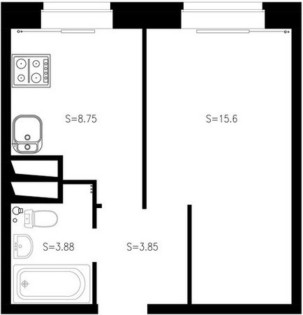 Álmennyezetek egy stúdió lakás, az ár a kulcsrakész 400 p per 1m2