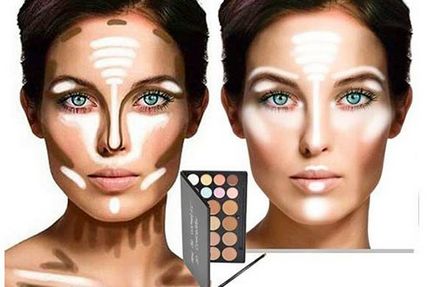 Áttekintés kozmetikumok helyes alakja és az arc kontúrjait a smink és bőrápolási termékek