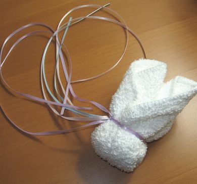 Húsvéti nyuszi és a csirke a kezüket arra törölközők (nyúl) Húsvéti nyuszi és a csirke a kezüket ki törölközők