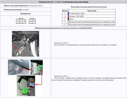 A tűs diagnosztikai csatlakozó Honda, autozona54 (auto self-diagnosztikai csatlakozó) A tűs diagnosztikai csatlakozó Honda, autozona54