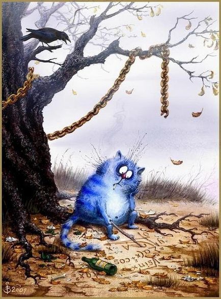 Ábrák hideg kék macska Irina Zenyukov (Artist) Rajzok hideg kék macska művész Irina Zenyukov