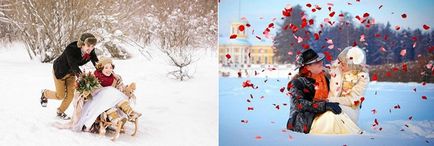 Christmas Wedding - tervezési ötletek és dekoráció, a menü, a friss házasok ruhák