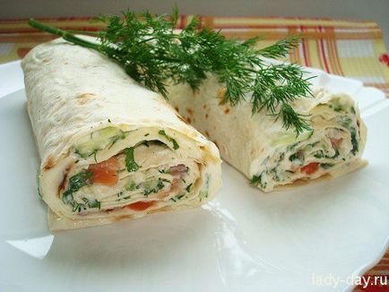 Tekercset lavash füstölt lazac, egyszerű receptek képekkel (lavash tekercs lazac) Tekercset lavash füstölt lazac, egyszerű receptek képekkel