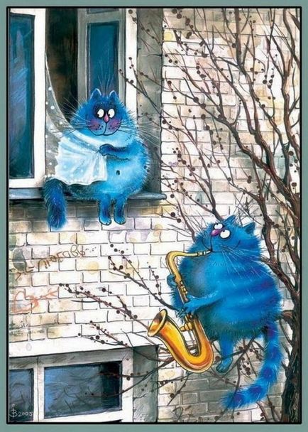 Kék macskák grafikákat Irina Zenyukov (31 kép) - szórakoztató portál