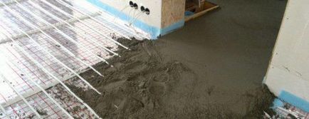 Mi kiszárad peskobeton esztrich, beton 10 cm, 5 cm, a csempe és a félszáraz laminált (döntetlen) Hogyan száraz esztrich homok, beton 10 cm, 5 cm alatt csempe, laminált padló alatt félszáraz