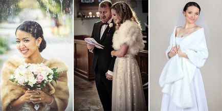 Esküvői pelerin - népszerű modell kombinációja lehetőséget, hogy a ruha a menyasszony fotók