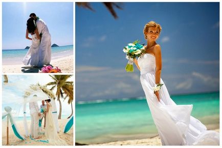 Esküvői ruha esküvőre a tenger képre fotózásra