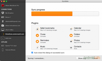 SyncMate - sync android-eszközök c Mac OS android
