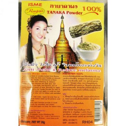 Thai por maszk púder készült 100% fából Tanaka isme rasyan 20g, Thai kozmetikumok, (fa) Thai por maszk púder 100% fa Tanaka isme rasyan 20g, thai kozmetikumok,