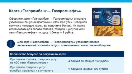 Bonus kártya Gazprom személyes szekrény