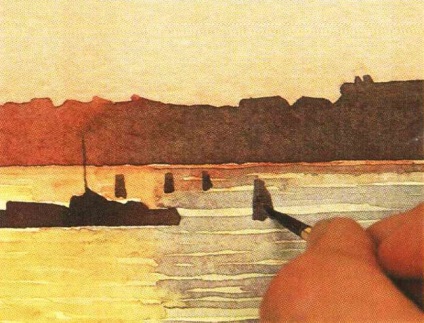 Hogyan rajzoljunk egy akvarell naplementét a tenger