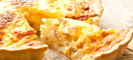 Kish Loren - klasszikus recept pite csirke, gomba, lazac és sonka