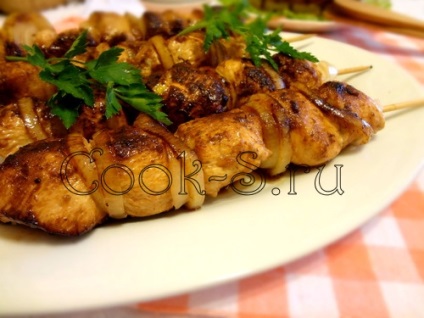 Csirke kebab egy serpenyőben - lépésről lépésre recept fotókkal, csirke ételek