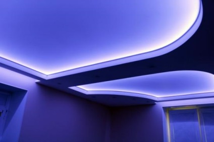 Álmennyezet LED-es háttérvilágítás - fotók (LED) Álmennyezet, LED háttérvilágítással - fotó