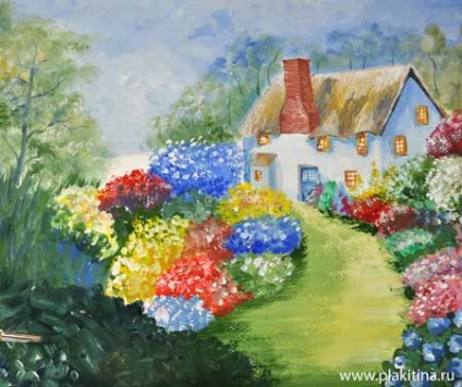 Rajz gouache festmény - egy nyári kert, a leckét gouache, gouache festmény, rajz gouache lecke