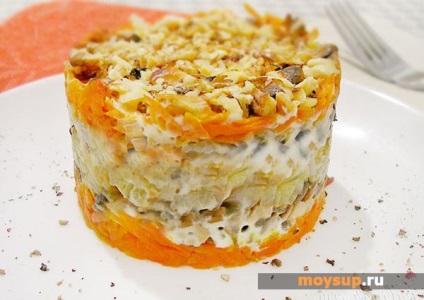 Saláta csirkével és Morokova „fűszeres” - lépésről lépésre recept fotók
