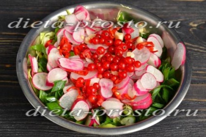 Saláta retek és káposzta dyukanu recept fényképpel (chili paprika) Saláta retek és káposzta dyukanu recept egy fotó