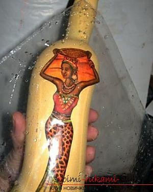 Decoupage palack egy afrikai stílusú, kagyló kézműves, hogyan lehet egy mozaik ki a shell