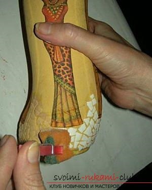 Decoupage palack egy afrikai stílusú, kagyló kézműves, hogyan lehet egy mozaik ki a shell
