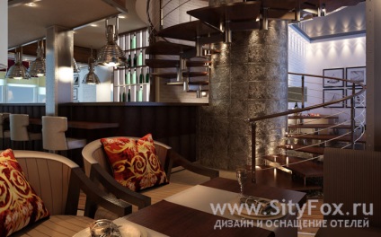Design hotel szobában, étterem belső - tervezés