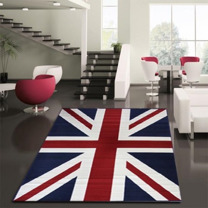 A belső tér a stílus brit (angol) zászló és egyéb jelképek, fotók