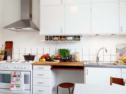 Hogyan felszerelni egy kis konyha választani az elrendezés, bútorok és berendezések