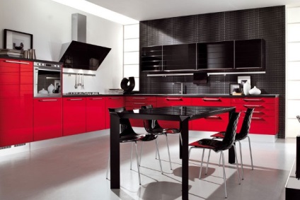 Vörös és fekete konyha (51 fotó), hogyan lehet a belső, fehér és piros konyha szoba kezével