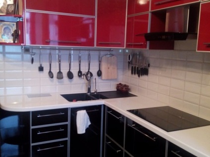 Vörös és fekete konyha választani tapéta, kötény, függönyök (47 valós fotó), konyha tervezés, belsőépítészet,