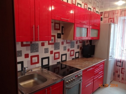 Vörös és fekete konyha választani tapéta, kötény, függönyök (47 valós fotó), konyha tervezés, belsőépítészet,