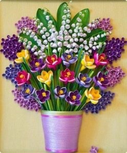 Liliomok Quilling virágok finom papírból a fotó és videó mikron (Quilling) Liliomok Quilling virágok finom papírból a fotó és videó mikron