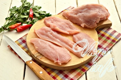 Hússzeleteket csirkemell recept fényképpel (csirke) Hússzeleteket csirkemell recept egy fotó