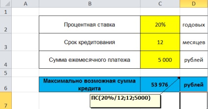 Kiszámítása kölcsön kifizetések Excel (hitel) Kiszámítása hitel kifizetések az Excel