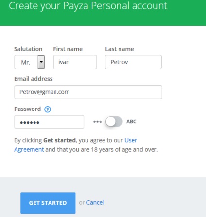 Regisztráció Payza, check-in fizetési rendszerek