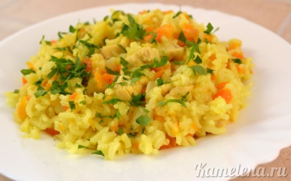 Rizs csirke, sárgarépa és a hagyma (recept a főételt rizs csirkével) Rizs csirke, sárgarépa és a hagyma
