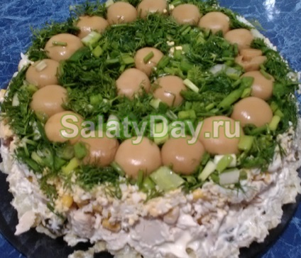 Saláta erdei tisztáson - elegáns és megnyugtató receptek fotókkal és videó