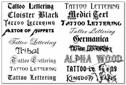 Tetoválás betűtípus minták