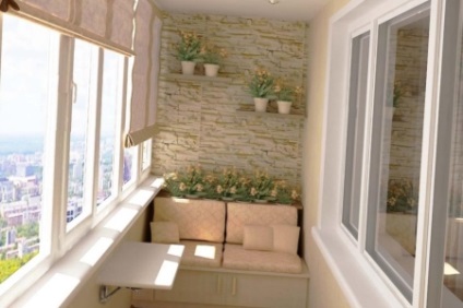 Igazítsa az erkélyen konyha (55 fotó) Belső és javítási helyszínen csatlakozik, vágja le a balkon