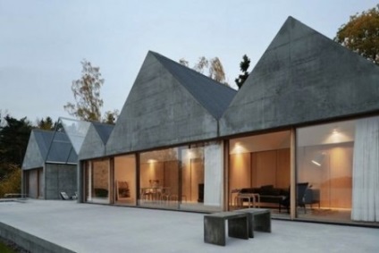 Modern ház tervezése egy pohár homlokzat és a fal
