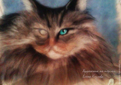 Készítsen egy képet gyapjú komoly macska szeme kék - Fair Masters - kézzel készített,