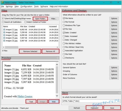 Készítsen egy listát a fájlok és mappák - alkalmazás filelist alkotója