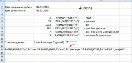 A tapasztalat az Excel (Excel) Szakmai tapasztalat az Excel