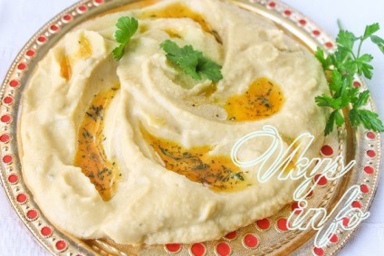 Humusz csicseriborsó recept fényképpel (olaj) Hummus csicseriborsó recept egy fotó
