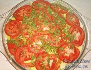 Sült burgonya sajttal és paradicsom (egyszerű burgonya gratin) Rakott burgonya paradicsom és sajt