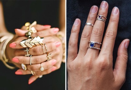 Arany és ezüst gyűrű Phalanx egy, két phalanx, egy sor gyűrű - hogyan kell viselni