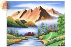 Fenshui-képet egy vízesés és a hegyi