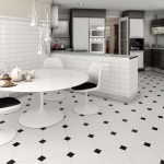 Csempe a konyha az emeleten egy szép csempe, design és a belső, fekete és fehér, bézs mintás,