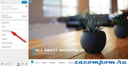 Különböző képek a fejlécben a webhely a Wordpress