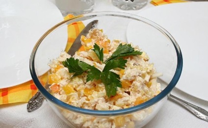 Saláta kekszet és a kukorica recept (recept) Saláta kukorica és kekszet recept